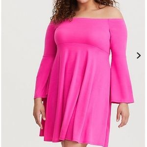 Torrid off shoulder pink dress